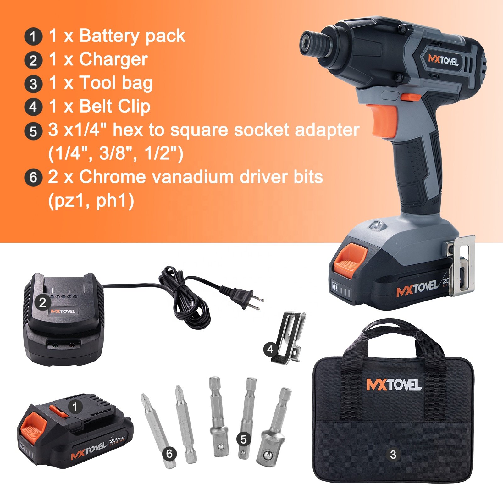 Hot Selling 20V Lithium Battery powered Cordless Drill And Impact Screw Driver Electric Drill Machine