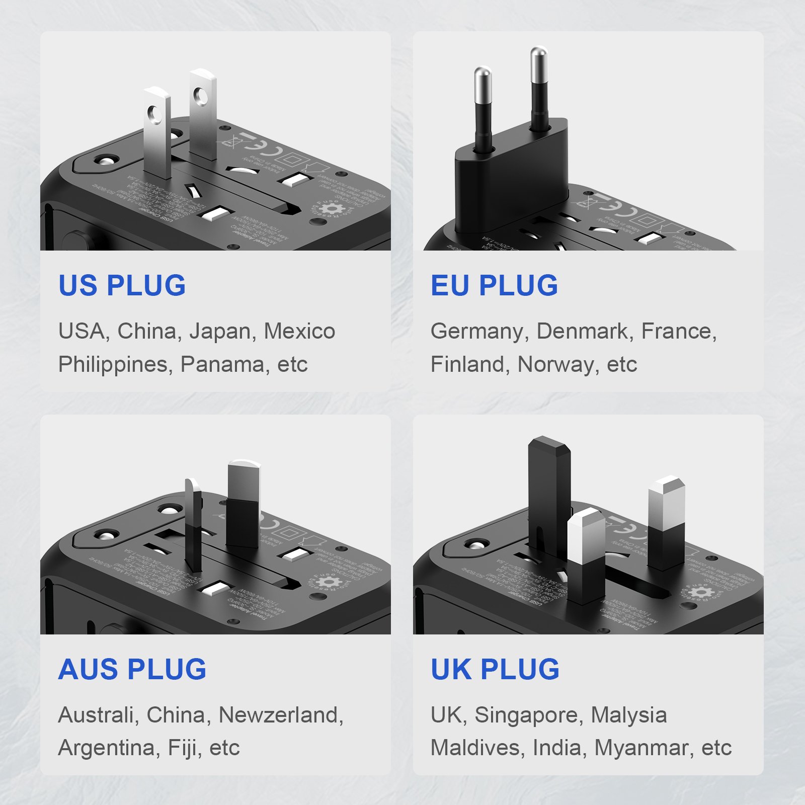 Universal travel adapter with power bank travel accessories gift travel plug adapter type c adaptador enchufe