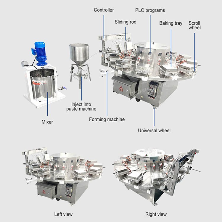 Commercial Ice Cream Waffle Cone Maker Auto Ice Cream Waffle Cone Maker Making Machine Ice Cream Cone Baking Forming Machine