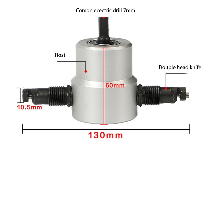 Double Head Sheet Metal Nibbler Saw Cutter Cutting Tool Electric Drill Air Drill Attachment Power Tool