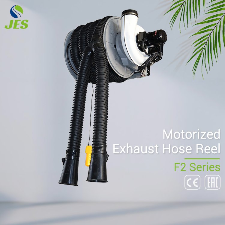 Dual Pipe Ends Motor Driven Exhaust Blower Vehicle Equipment with Reel for Efficient Exhaust Management