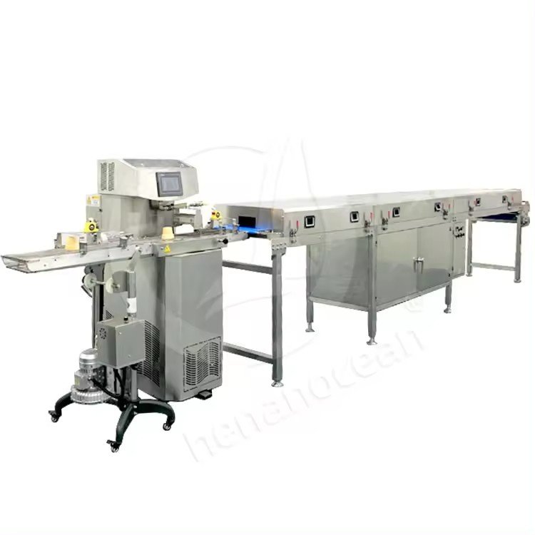 Small Chocolate Enrober Machine Automatic Cake Enrobing Machine Cooling Tunnel Chocolate Dipping Glazing Machine