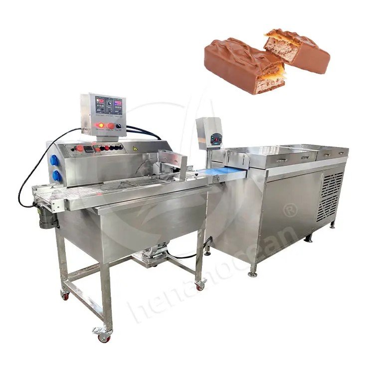 Small Chocolate Enrober Machine Automatic Cake Enrobing Machine Cooling Tunnel Chocolate Dipping Glazing Machine