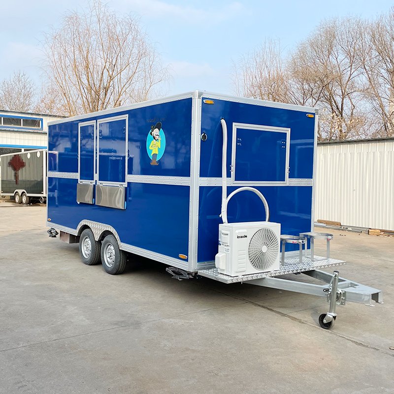 16FT Hot Dog Carts With Refrigerator/ Food Truck for Pizza Oven/ Fast Food Mobile Kitchen Trailer With Ice Cream Machine