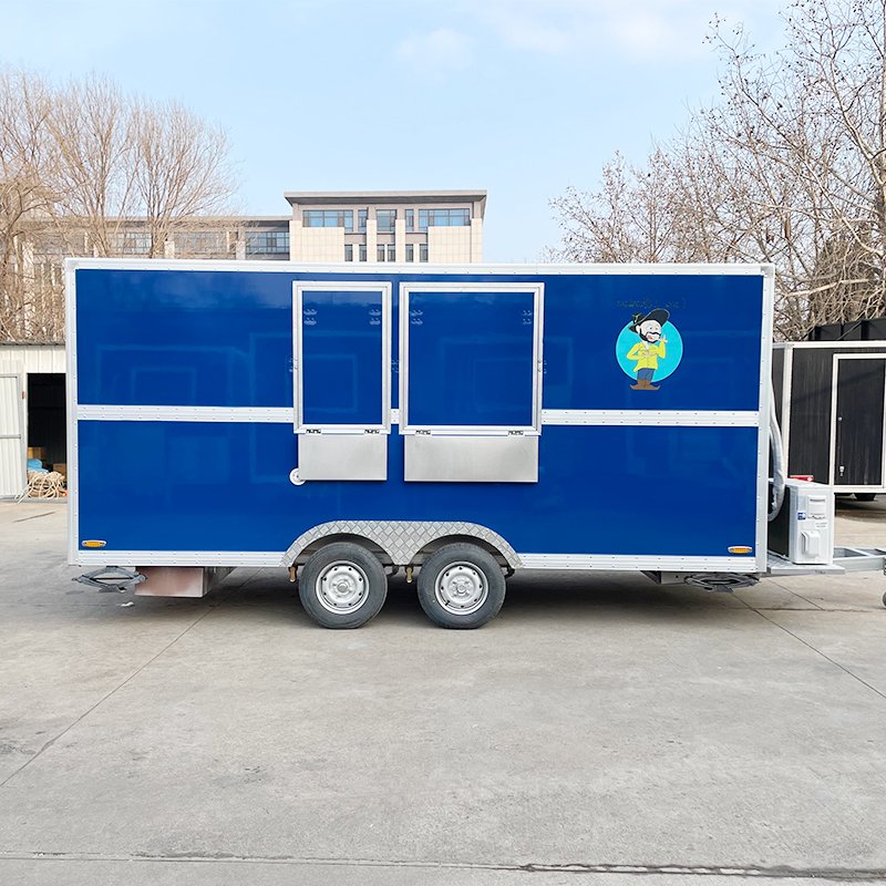 16FT Hot Dog Carts With Refrigerator/ Food Truck for Pizza Oven/ Fast Food Mobile Kitchen Trailer With Ice Cream Machine