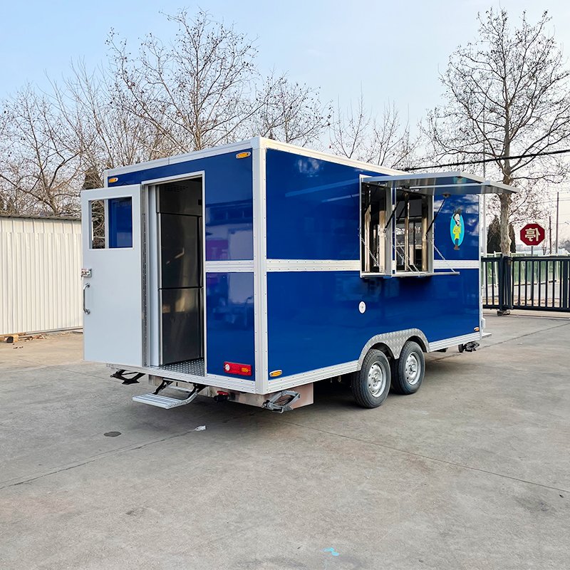 16FT Hot Dog Carts With Refrigerator/ Food Truck for Pizza Oven/ Fast Food Mobile Kitchen Trailer With Ice Cream Machine