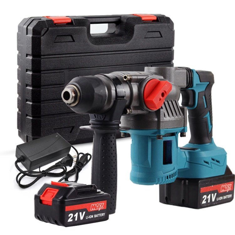 Industrial 21V Lithium-Ion Brushless Cordless Hammer Drill Power Supply Rotary Hammer Electric Drill