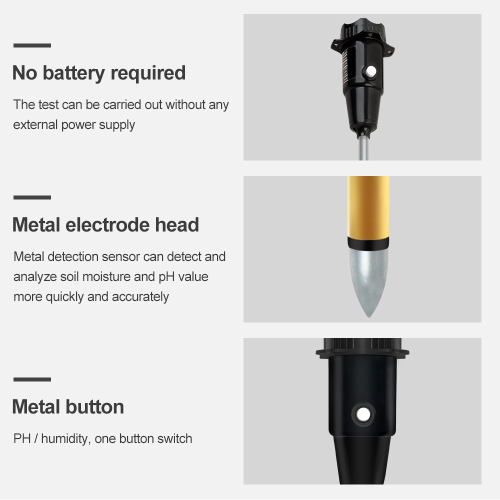 2 in 1 Soil Moisture PH Meter 3-8ph Humidity Analyzer Acidity Tester Metal Long Probe Detector for Plants Garden Measure Tool