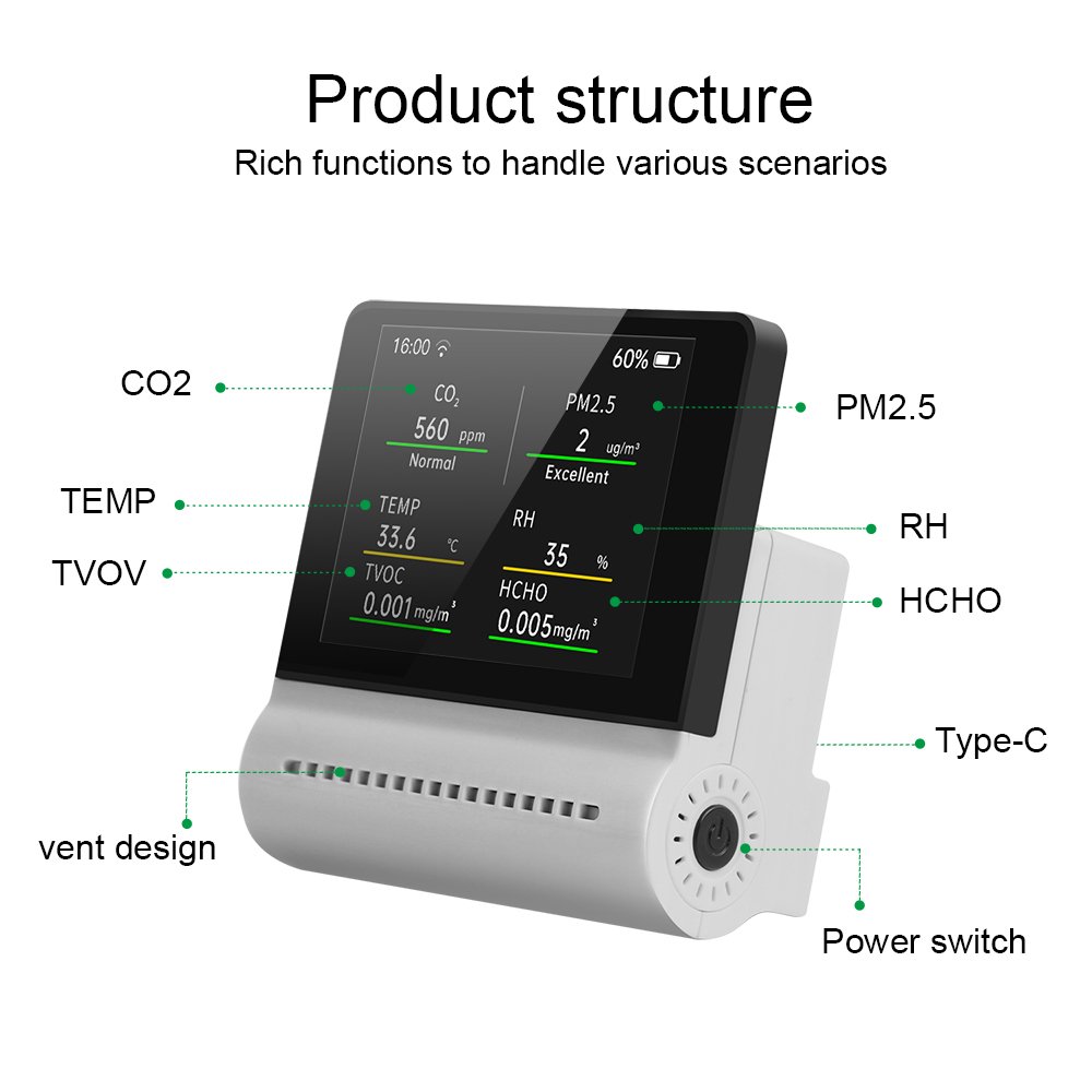 NOYAFA JMS16 Accurate Air Detector 5 in 1 touch screen Indoor APP Independent Sensor Intelligent Alarm Anti-Jamming