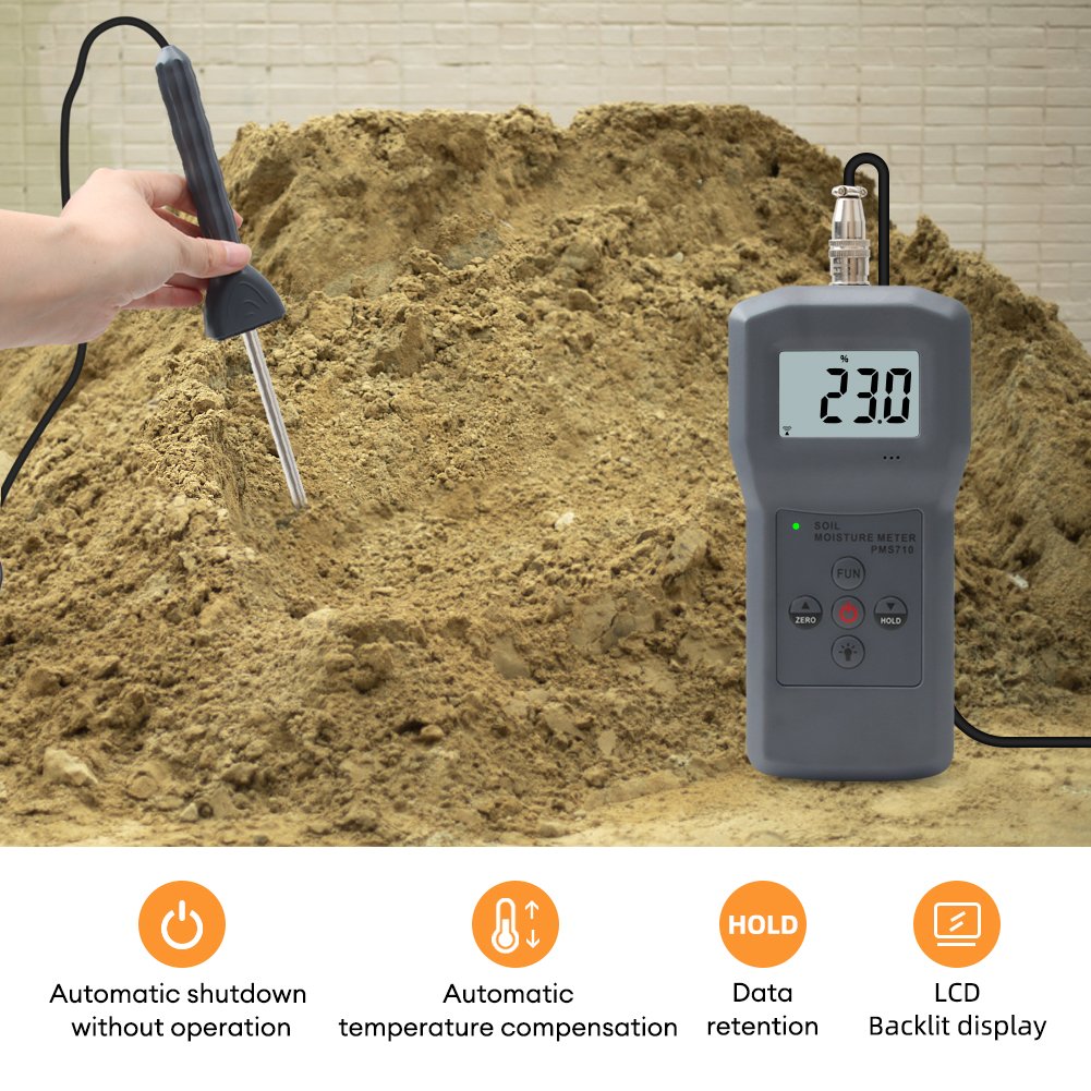 PMS710 5-90% RH Digital Soil Moisture Meter & Cement Moisture Meter with 4 Digital LCD