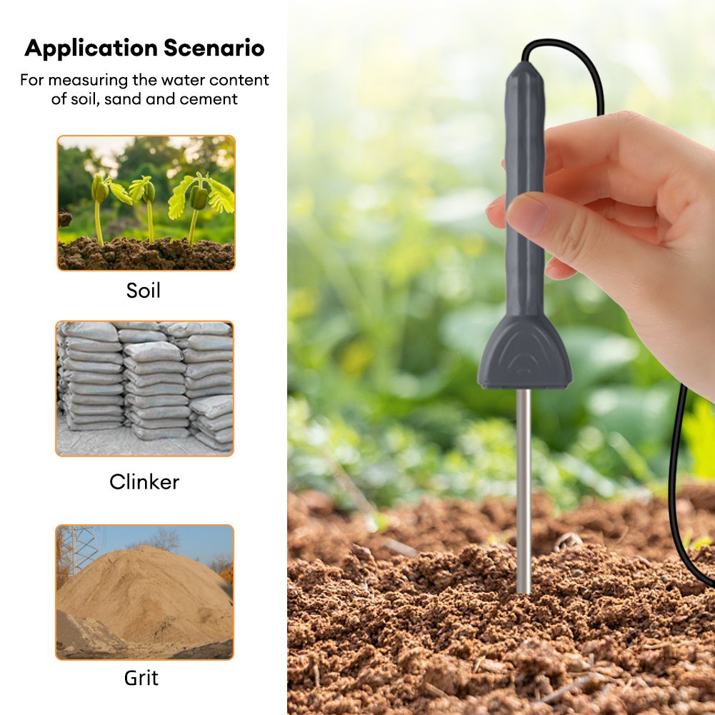 PMS710 5-90% RH Digital Soil Moisture Meter & Cement Moisture Meter with 4 Digital LCD