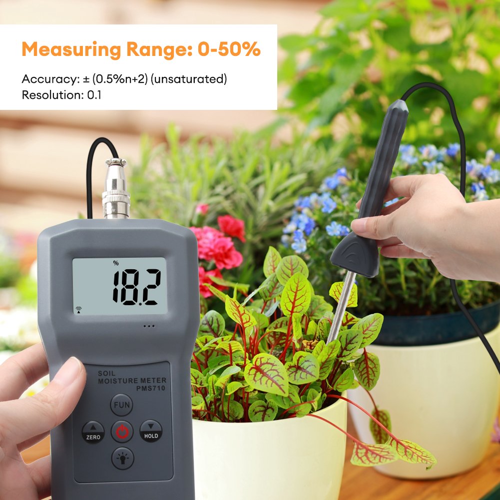 PMS710 5-90% RH Digital Soil Moisture Meter & Cement Moisture Meter with 4 Digital LCD