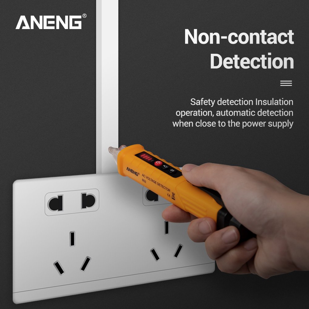ANENG VD802 Non-contact AC Voltage Detector Pen Tester Meter 12V-1000v Electric Indicator LED Outlet Voltage Dectetor Sensor
