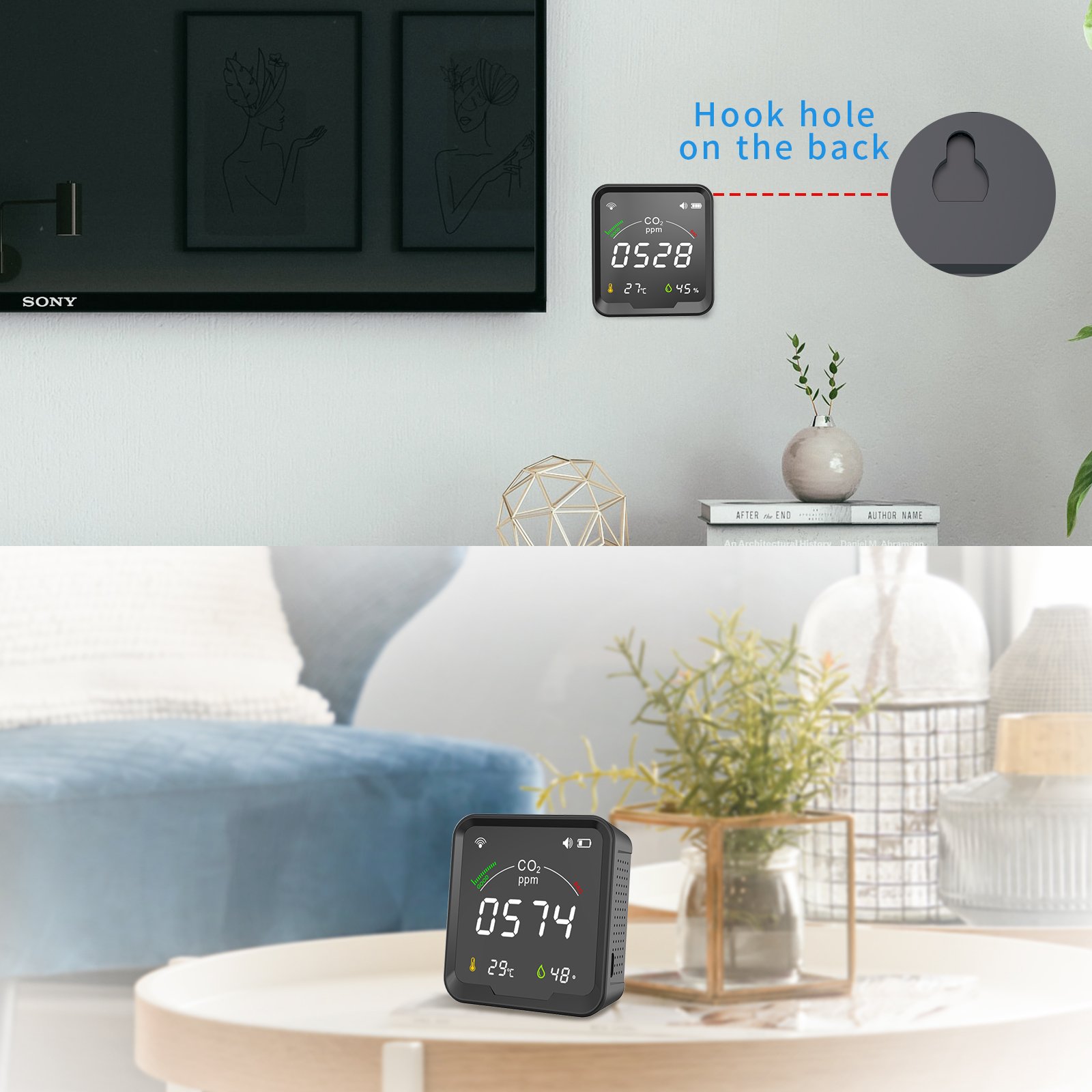 Portable carbon dioxide detector Ndir WIFI CO2 meter indoor air quality monitor