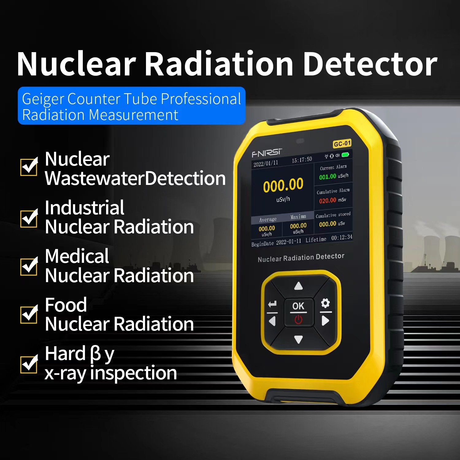 Multifunctional nuclear radiation detector for real-time monitoring LCD display long endurance nuclear radiation detector