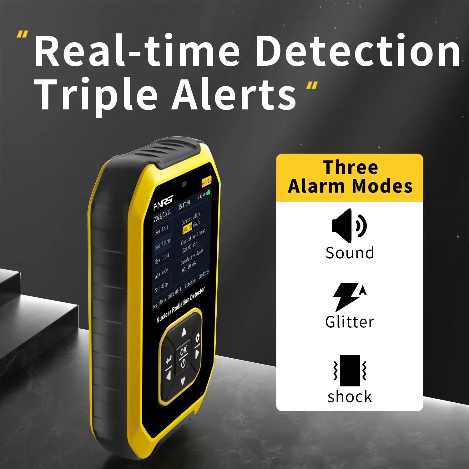 Multifunctional nuclear radiation detector for real-time monitoring LCD display long endurance nuclear radiation detector