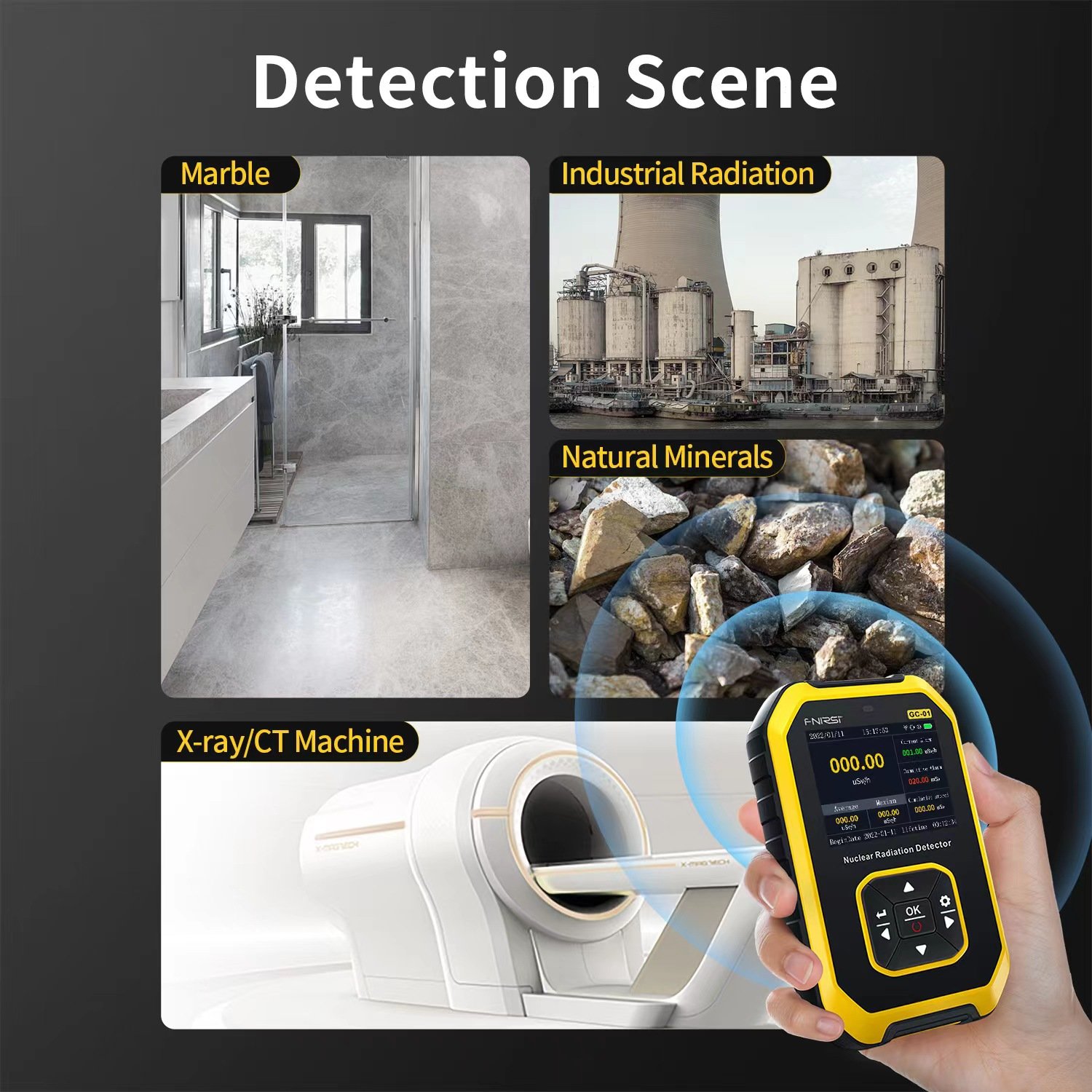 Multifunctional nuclear radiation detector for real-time monitoring LCD display long endurance nuclear radiation detector