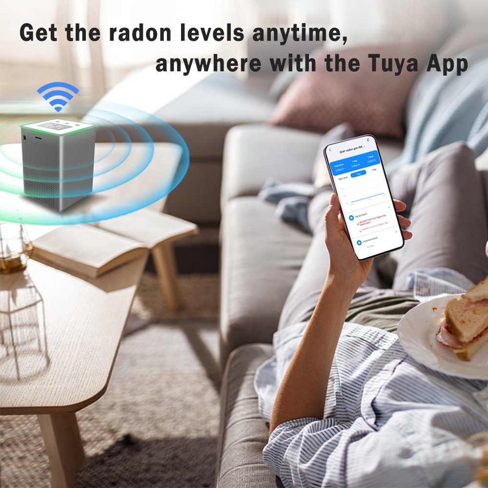 High Accuracy Smart Radon Detector with Pulse Ion Chamber Sensor - WIFI with TUYA/Smartlife App for home and lab