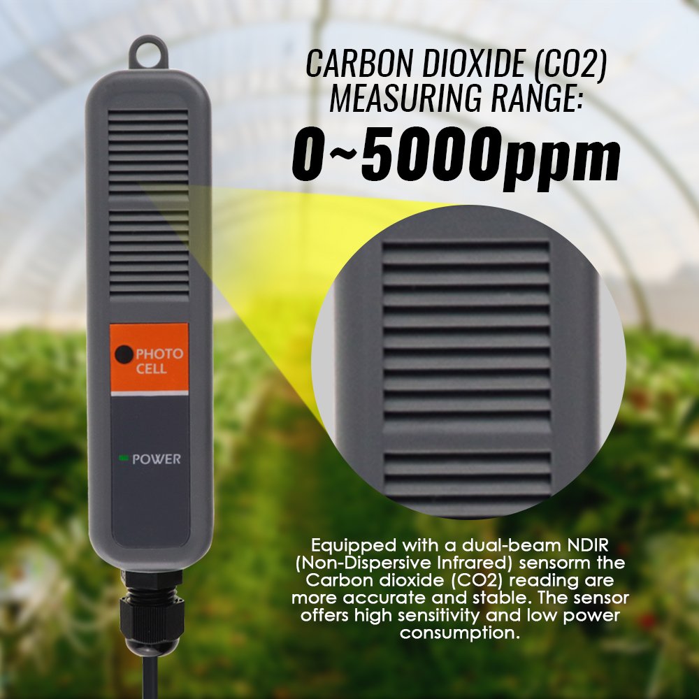 Digital CO2 Controller Greenhouse CO2 Sensor 4.5m Remote Automatic Day-Night Detection Functionality Grow Rooms Homes Offices