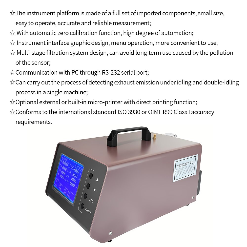 Automotive Exhaust Gas Analyzer MQW-511 Auto Car Emission Exhaust Gas Analyzer HC CO CO2 O2 NO Five Gases Exhaust Gas Detector