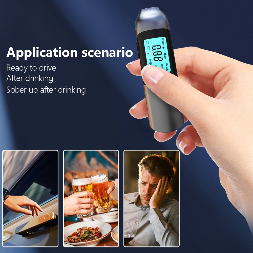 Portable LCD Display Digital Alcohol Tester Professional Breath Alcohol Tester Device Breathalyzer Analyzer Detector