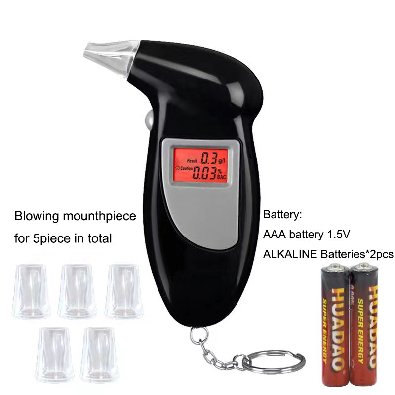 New Arrival portable Alcohol Tester Cheaper price Breath Alcohol Detector with 5 mouthpieces