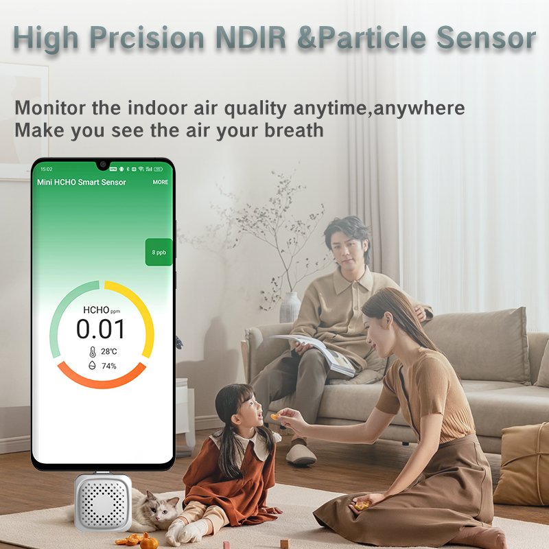 Mini Portable Electrochemical Sensor Hcho Air Detector Outdoor High Precision Sensitive For Traveling Alarm Gas Monitor