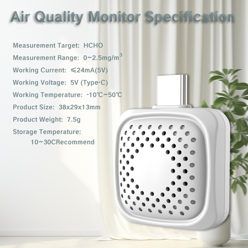 Mini Portable Electrochemical Sensor Hcho Air Detector Outdoor High Precision Sensitive For Traveling Alarm Gas Monitor