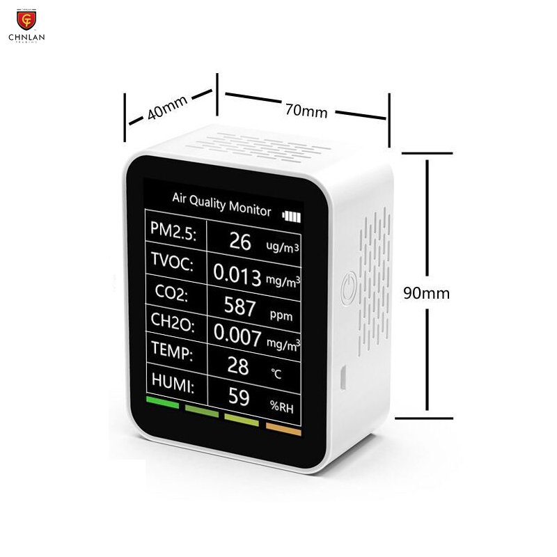 Tuya WiFi Air Quality Monitor 6-in-1 Indoor Carbon Dioxide Sensor Detector,PM2.5/TVOC/CO2/CH2O/TEMP/HUMI