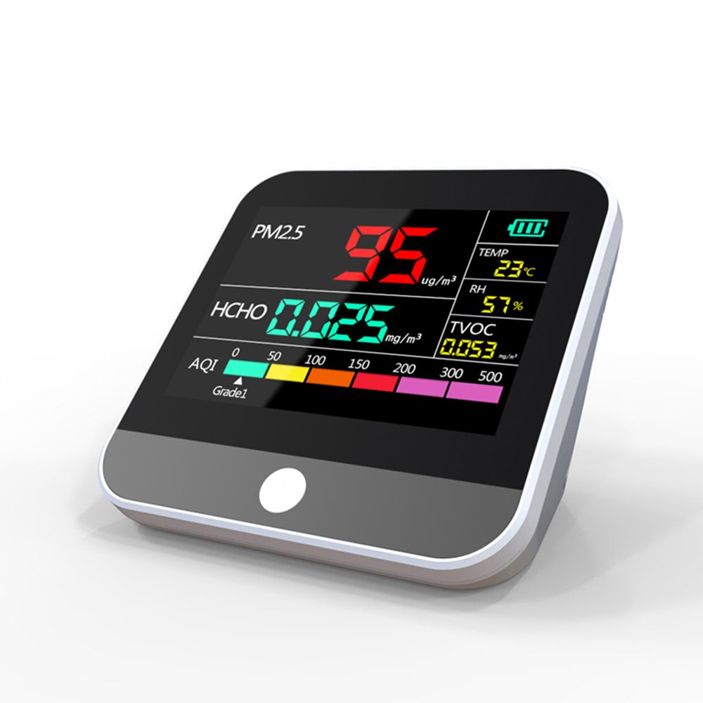 6-in-1 indoor air quality monitor intelligent life high-precision PM2.5 detector TVOC HCHO tester hygrometer USB charging