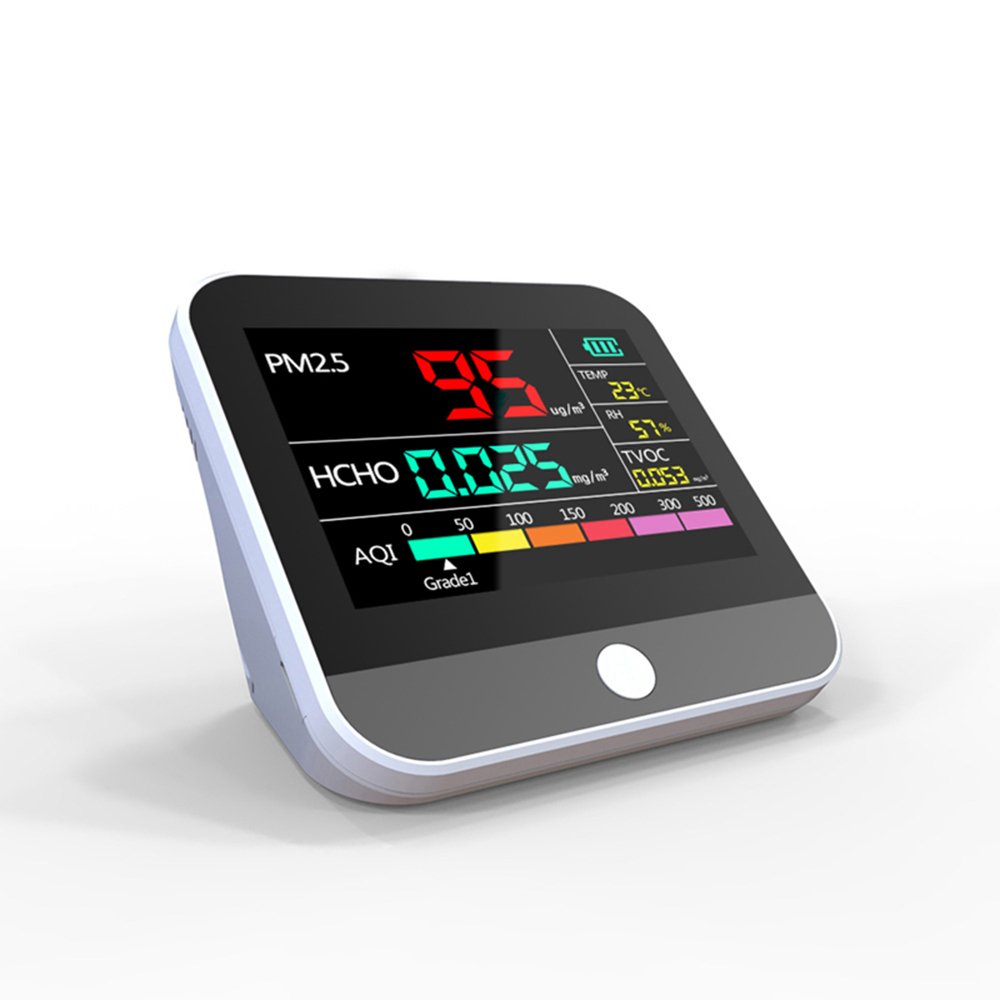6-in-1 indoor air quality monitor intelligent life high-precision PM2.5 detector TVOC HCHO tester hygrometer USB charging