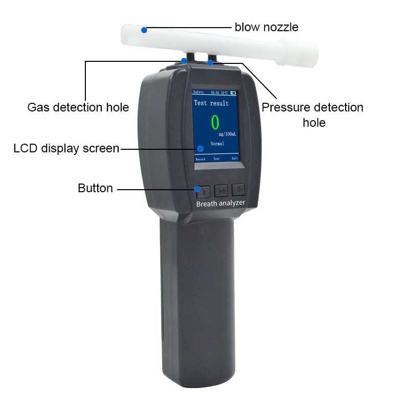 Breathalyzer Digital Alcohol Tester Detector ZM500 Breath Analyzer Audible Alert Portable with LCD Display