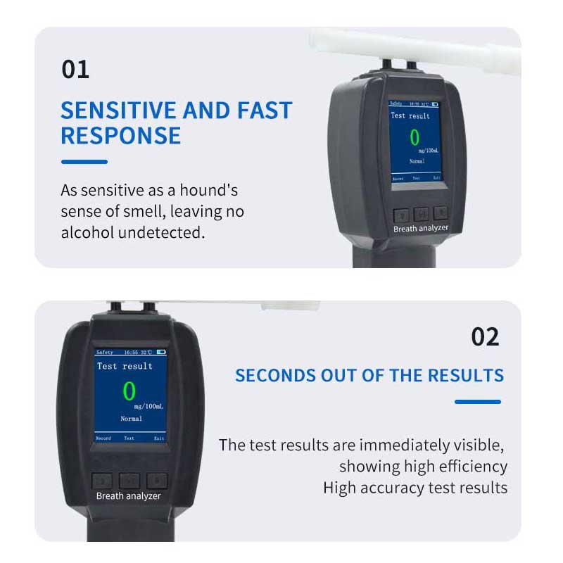 Breathalyzer Digital Alcohol Tester Detector ZM500 Breath Analyzer Audible Alert Portable with LCD Display