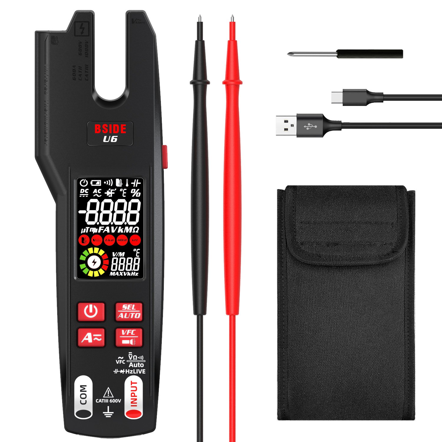 BSIDE U6 Digital Multimeter AC/DC Non-contact Voltage Tester Infrared Temperature Sensor Auto Range Multimeter