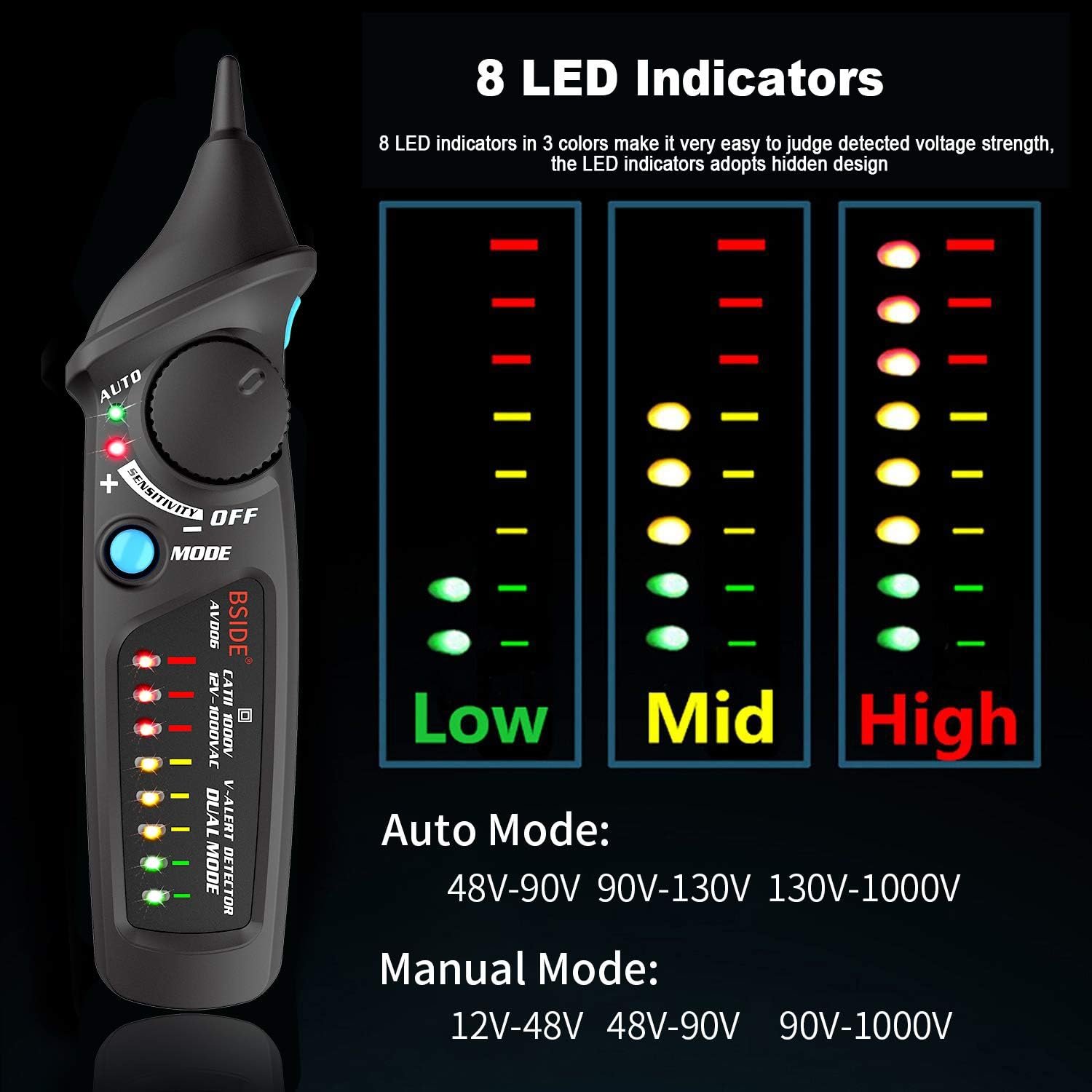 Non-contact Automatic and Manual Dual Mode Test Pen LED Alarm Sensor Pen Voltage Tester AVD06 Electronic OEM 3 Years CN;GUA 06