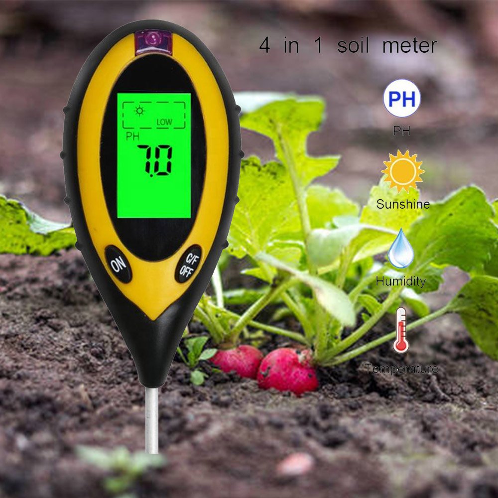 4 in 1 Soil Meter PH Tester Plants Moisture Meter Temperature Monitor Soil Detector Moisture Sensor Acidity Measure Instrument