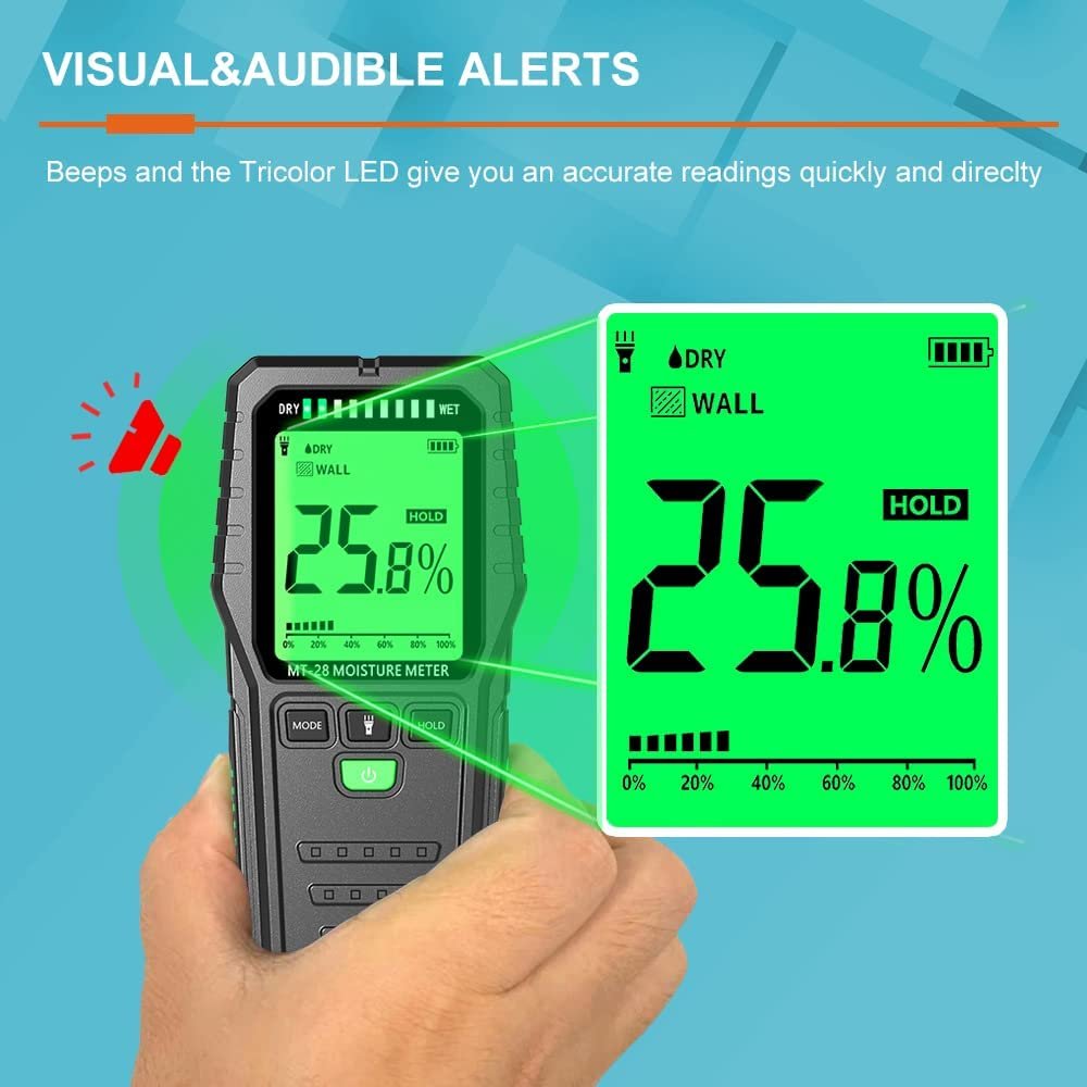 Wall Moisture Sensor Digital Humidity Tester Non-contact Wood Moisture Meter Drywall Mold Moisture Detector