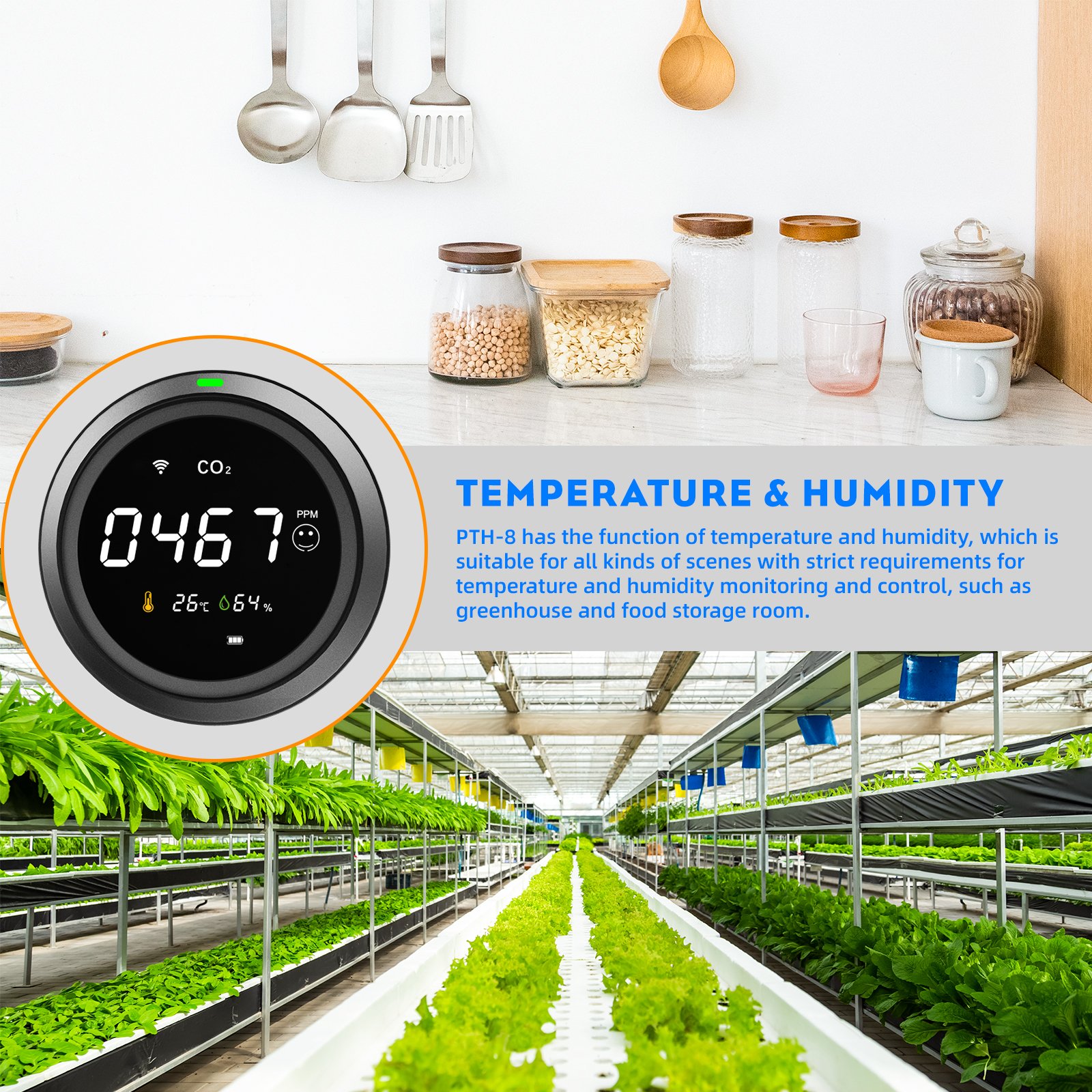 Hot Sale PROTMEX PTH-8 Smart CO2 Monitor WiFi connection with TUYA app CO2 Meter