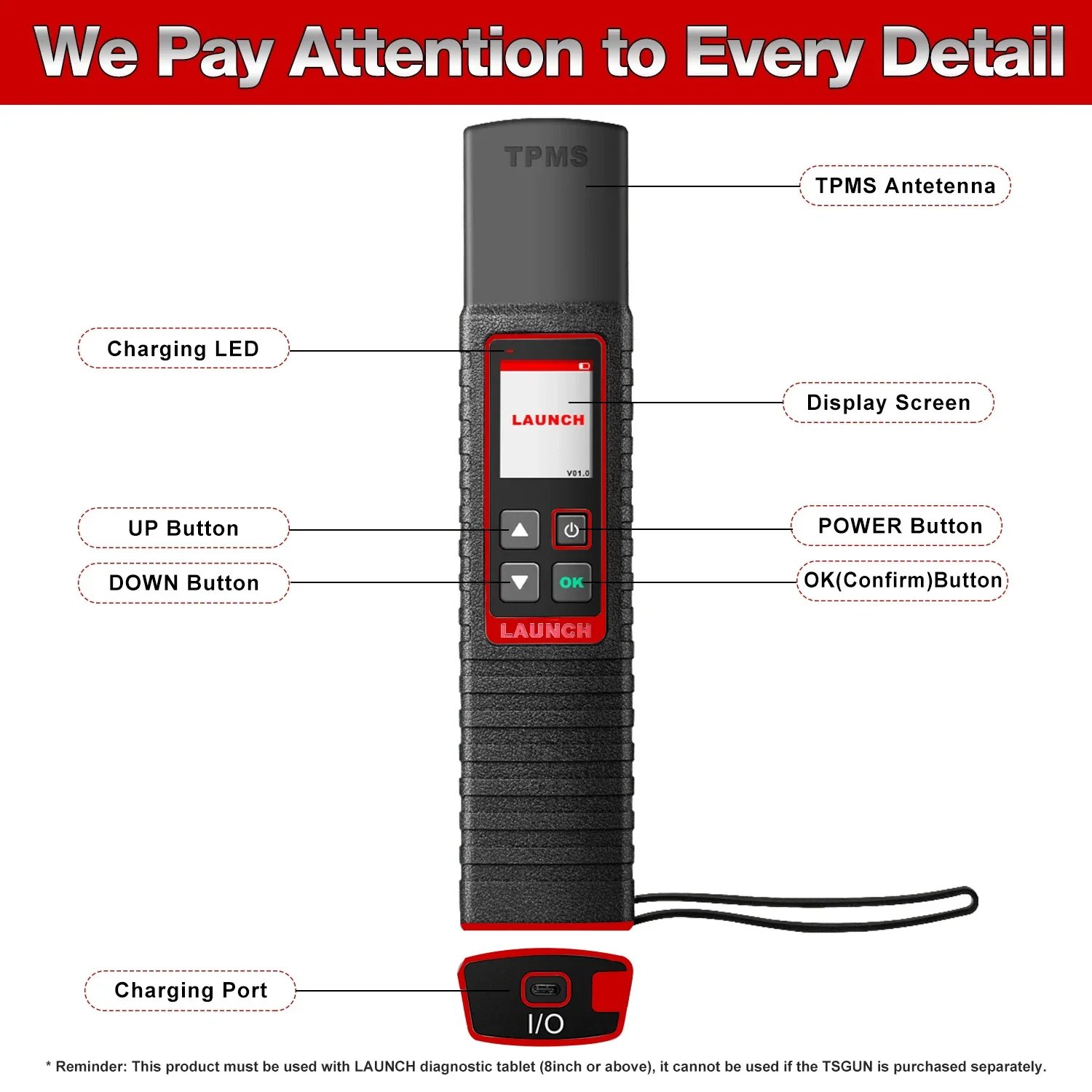 Launch X431 TSGUN TPMS 433 315MHZ 2 In1 RF-Sensor Handheld X-431 TSGUN Car Tire Pressure Detector Programming Diagnostic Tools