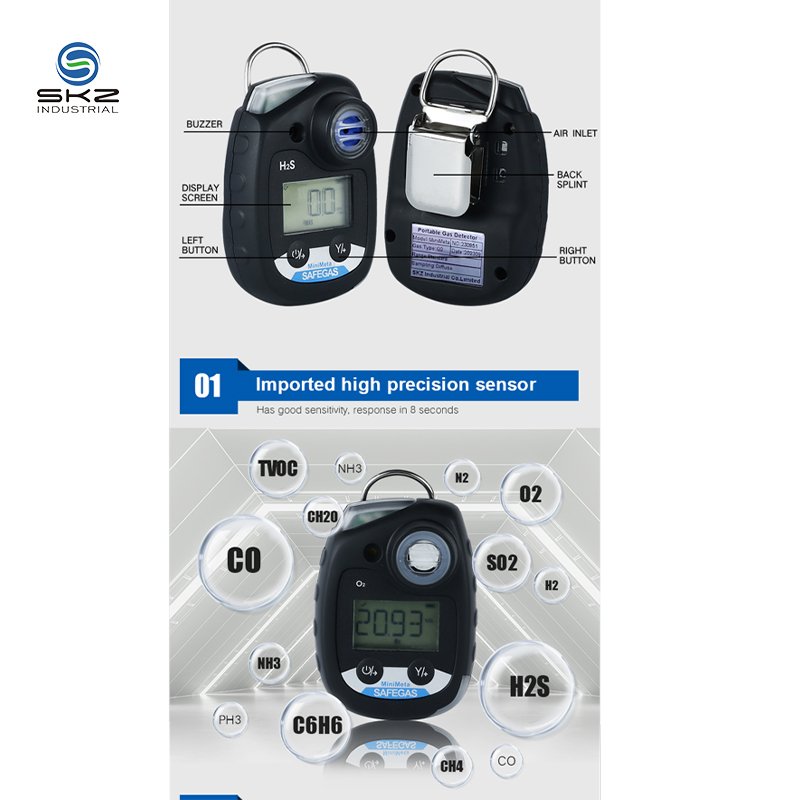 SKZ Minimeta High Buzzer Alarm Sound 0-200ppm Hydrogen Sulfide (H2S) Gas Detector