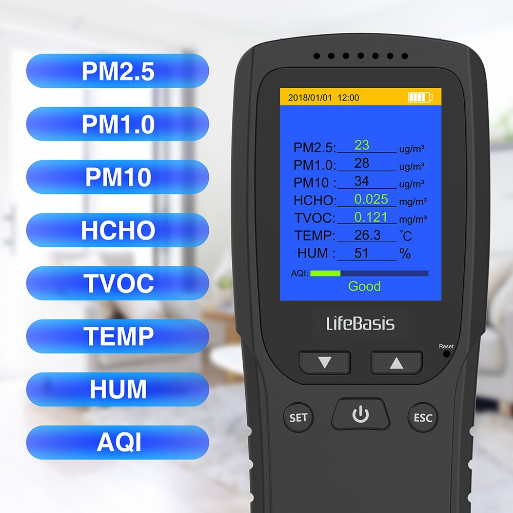 7 in 1 Air Quality Detector PM2.5 PM10 Meter Indoor Outdoor Air Pollution Sensor Air Quality Monitor