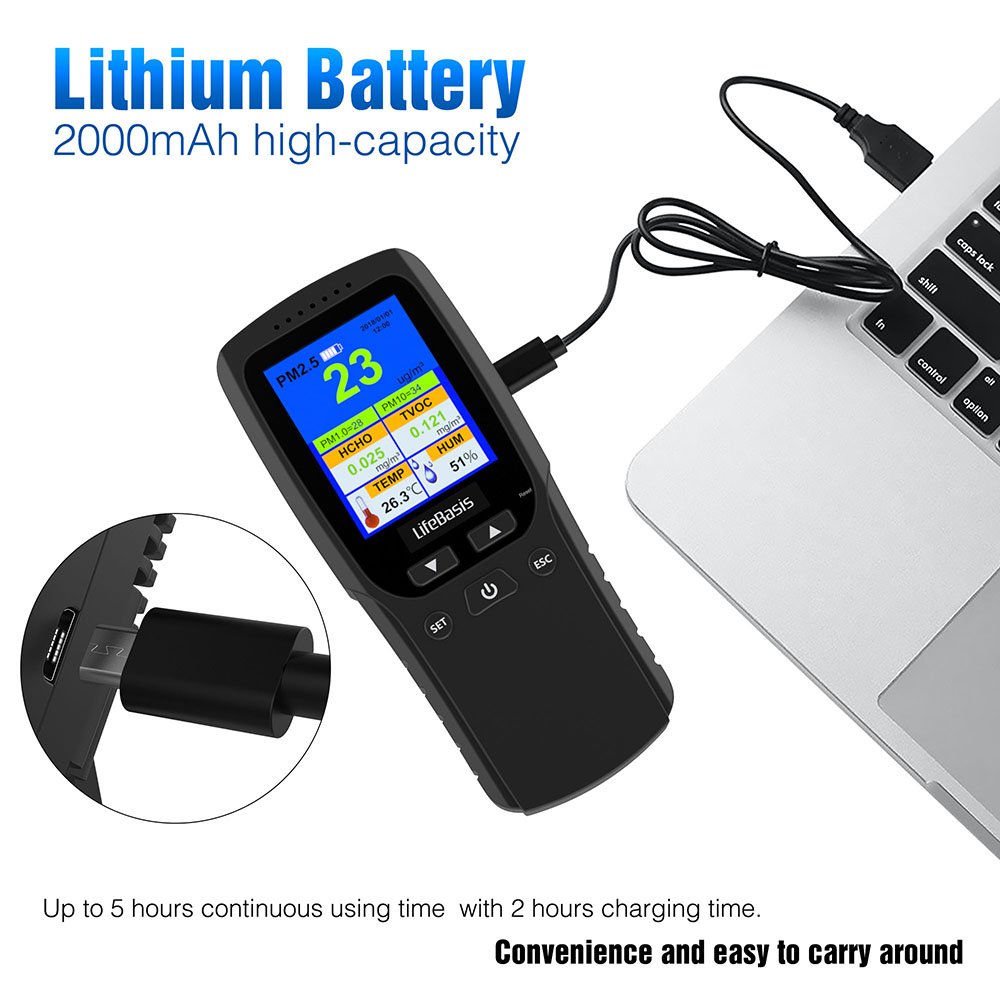 7 in 1 Air Quality Detector PM2.5 PM10 Meter Indoor Outdoor Air Pollution Sensor Air Quality Monitor