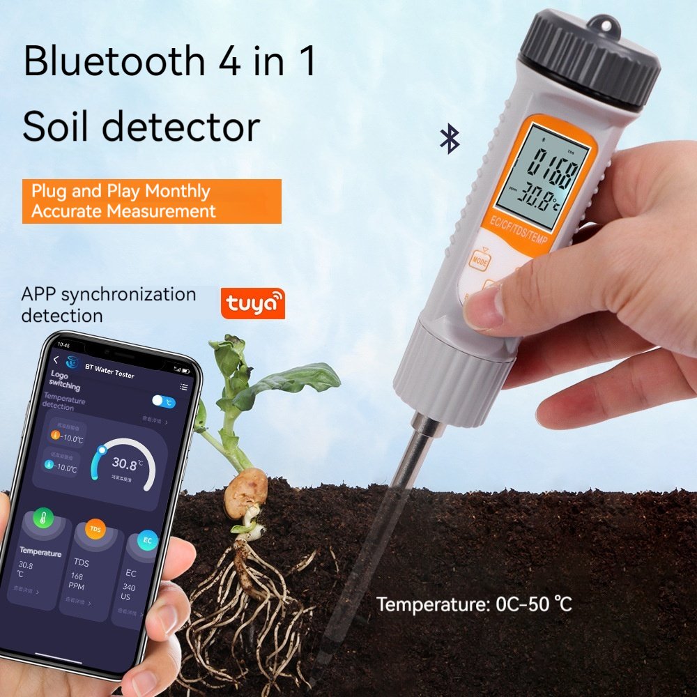 New Four-in-One Bluetooth Soil Tester EC CF TDS and Temperature Multifunctional Device