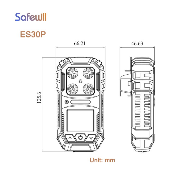 Safewill New Arrival ES30P Methane Gas Monitor Portable Multi Gas Detector O2 Ex H2s Co 4 In 1 Multi Gas Leak Detector