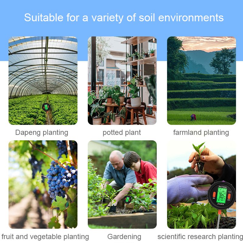 Best Digital 5In 1 Soil Ph Meter Professional Lcd Display Temperature Moisture Sunlight Ph Garden Plants Soil Tester Meter