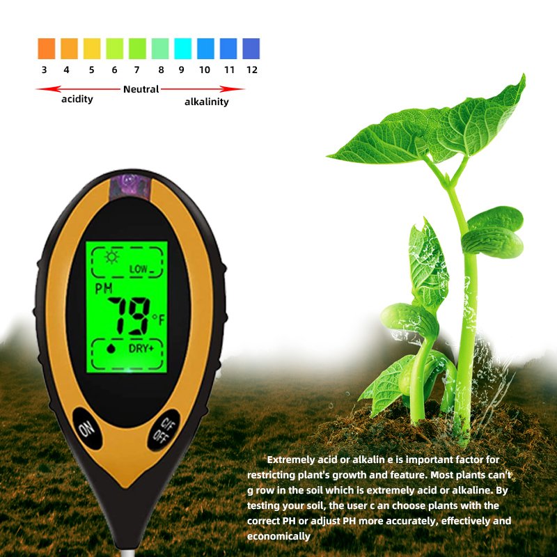 Wholesale Portable 4 in 1 Soil Detector PH Moisture Light Meter soil testing equipment agriculture use