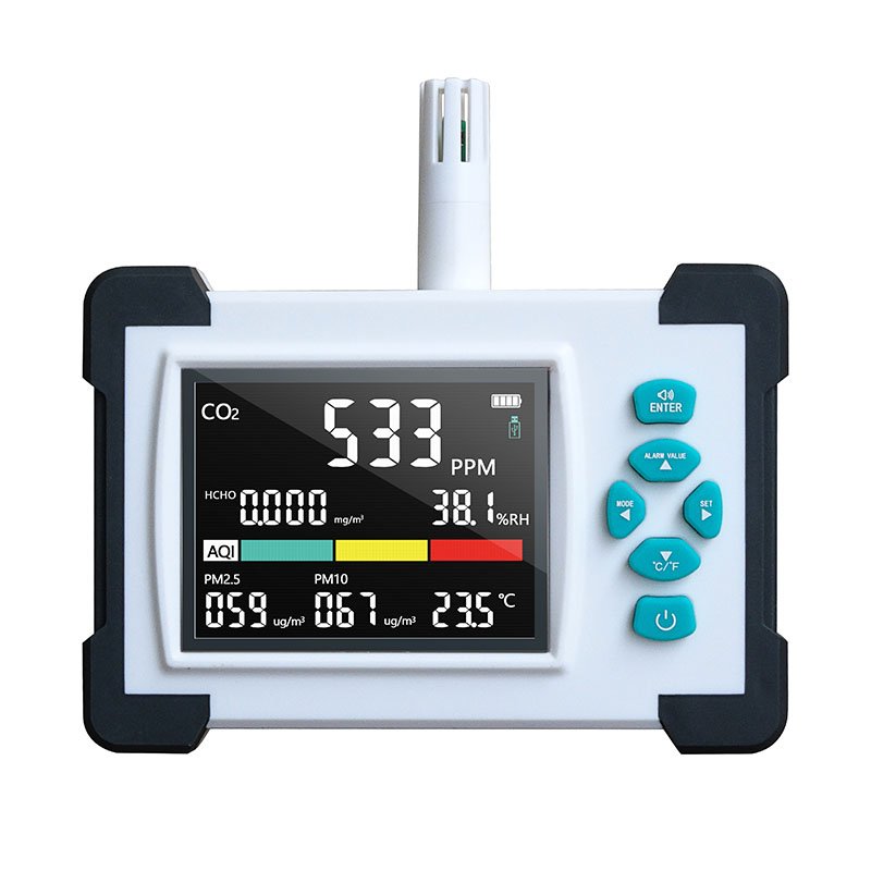 7 in 1 PM2.5 CO2 Sensor Detect Air Humidity Temperature Air Quality Monitor TVOC HCHO AQI for home use
