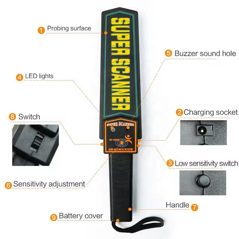 Good Quality MD-3003B1 Security Wand Handy Scanner Full Body Hand Held Security Metal Detector
