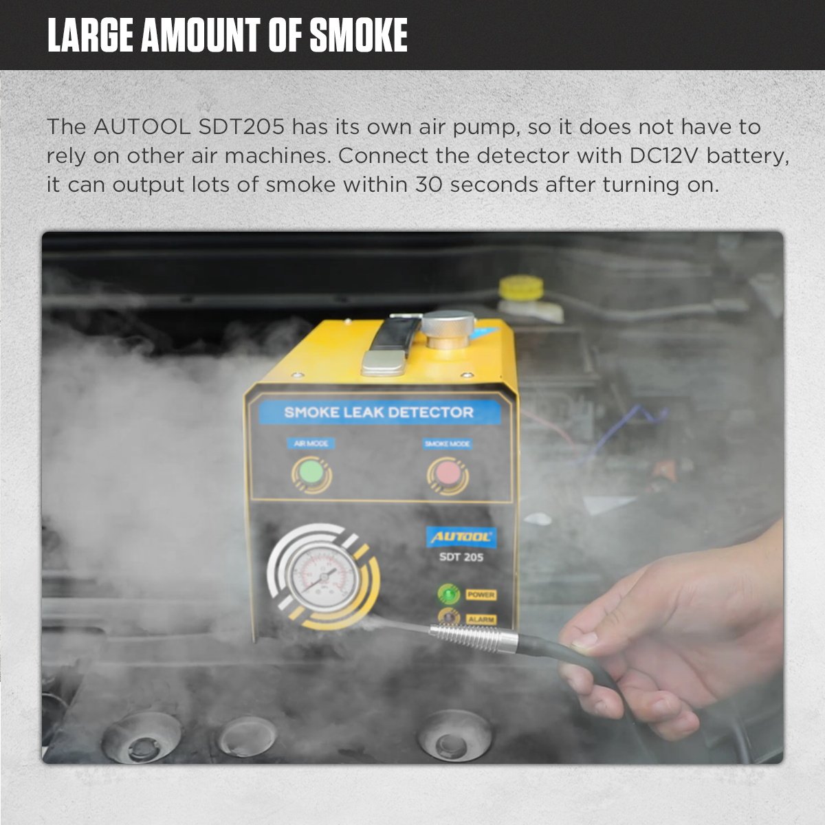 Smoke Machine with Air Pressure Leak Detector Car Trucks EVAP Detect Pipe Smoke Leakage Analyzer