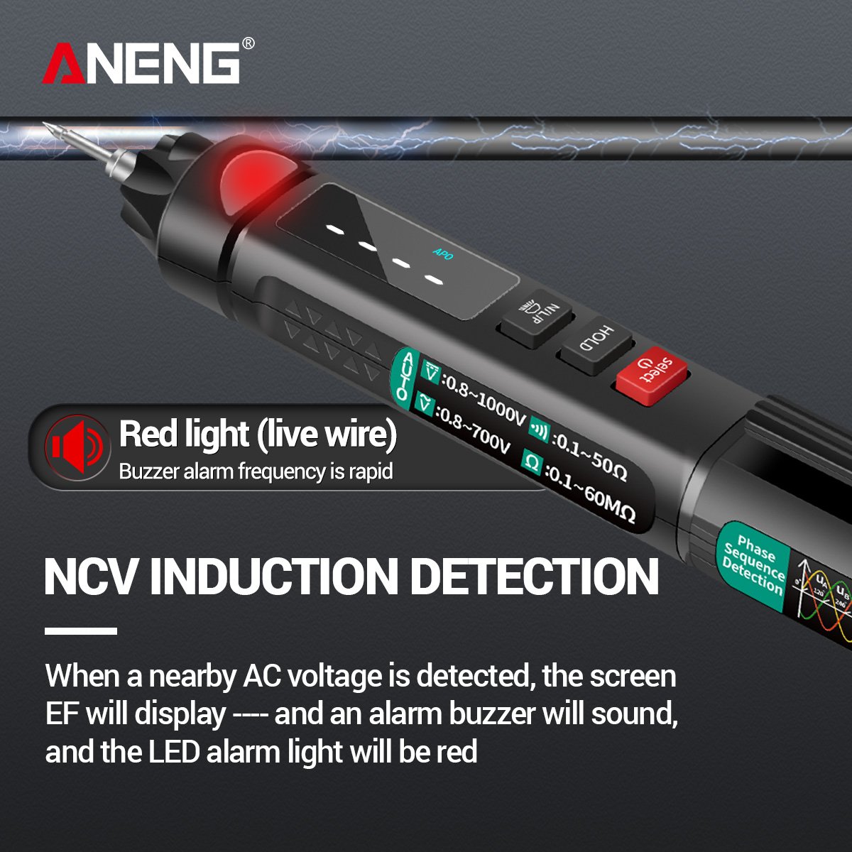 ANENG A3008 Digital Multimeter Auto Intelligent Sensor Pen Tester 6000 Counts NonContact Voltage Meter Multimetrer